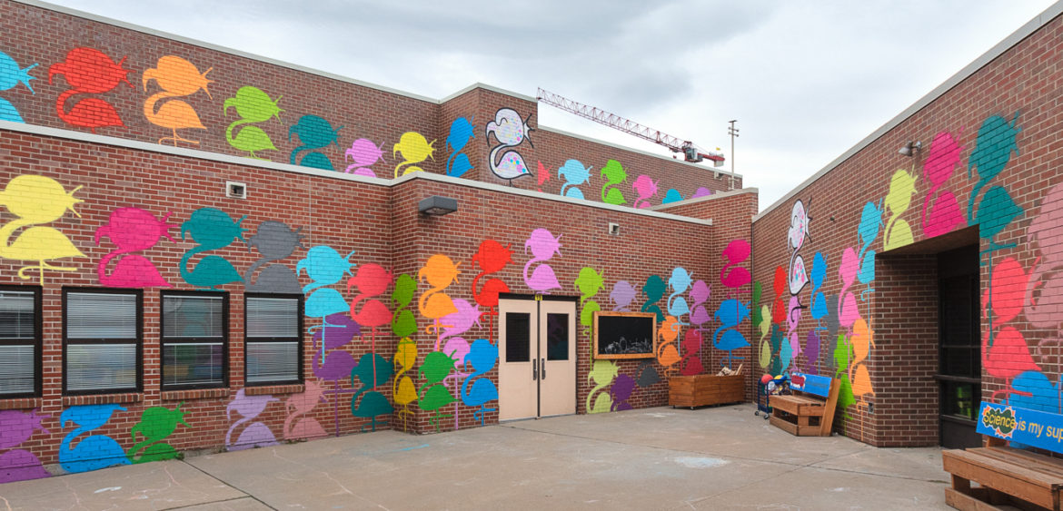 The RAW Project is a Miami-based nonprofit that partners with local artists to beautify schools in underserved areas. It started in Wynwood in 2014 at Jose De Diego Middle School, and has since completed multiple mural projects throughout Denver. In September of 2018, they initiated a new series of murals at Cheltenham Elementary in September featuring works by Trek6, Findac, Kevin Ledo, Dale Grimshaw, Patrick Kane McGregor, Jazz Guetta, Jerry "BirdO" Rugg, Eric Skotnes, Bikismo, Otto Schade, Shepard Fairey, Flmngo, Dean McKeever, Dean "ZEUS" Colman and more. For more information, please visit The RAW Project at www.therawproject.org